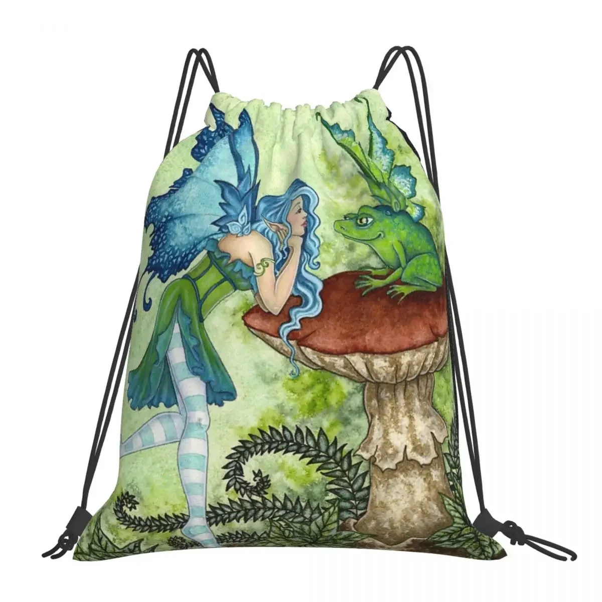 Frog Gossip Backpacks Casual Portable Drawstring Bags Drawstring Bundle Pocket Sports Bag BookBag For Travel Students