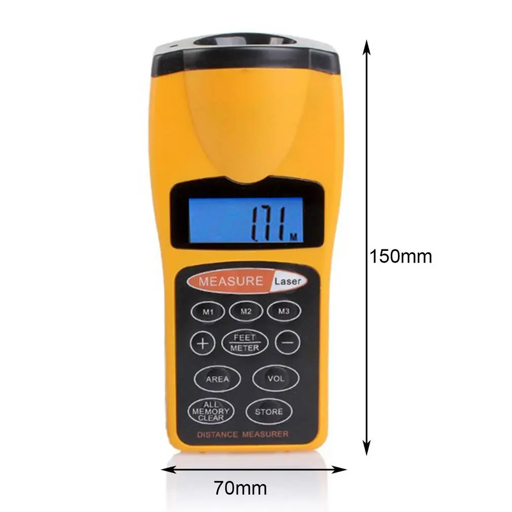 CP-3007 Multifunctional LCD Ultrasonic Distance Meter Measure Range Finder With Laser Pointer House Use Digital Rangefinder