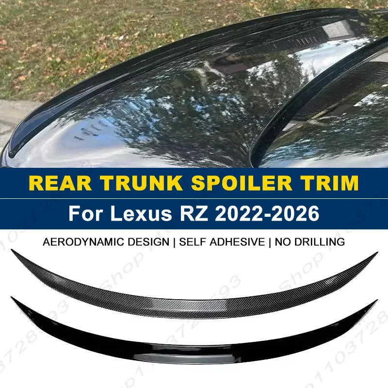 For Lexus Accessories RZ 2022-2026 Car Rear Trunk Boot Spoiler Wing Lip Body Kits Gloss Black Soft Plastic