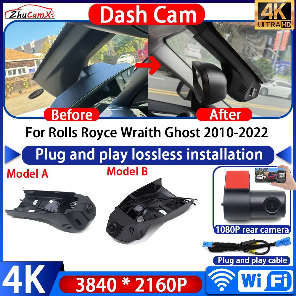 ZhuCamX 4K UHD Plug And Play Video Recorder Night Wifi DVR Dash Cam Camera for Rolls Royce Wraith Ghost 2010-2022
