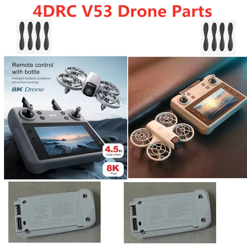 

4DRC V53 RC Drone Spare Parts V53 Drone 3.7V 600Mah Battery/propeller V53 Drone Battery V53 RC Dron Battery Blades Toys