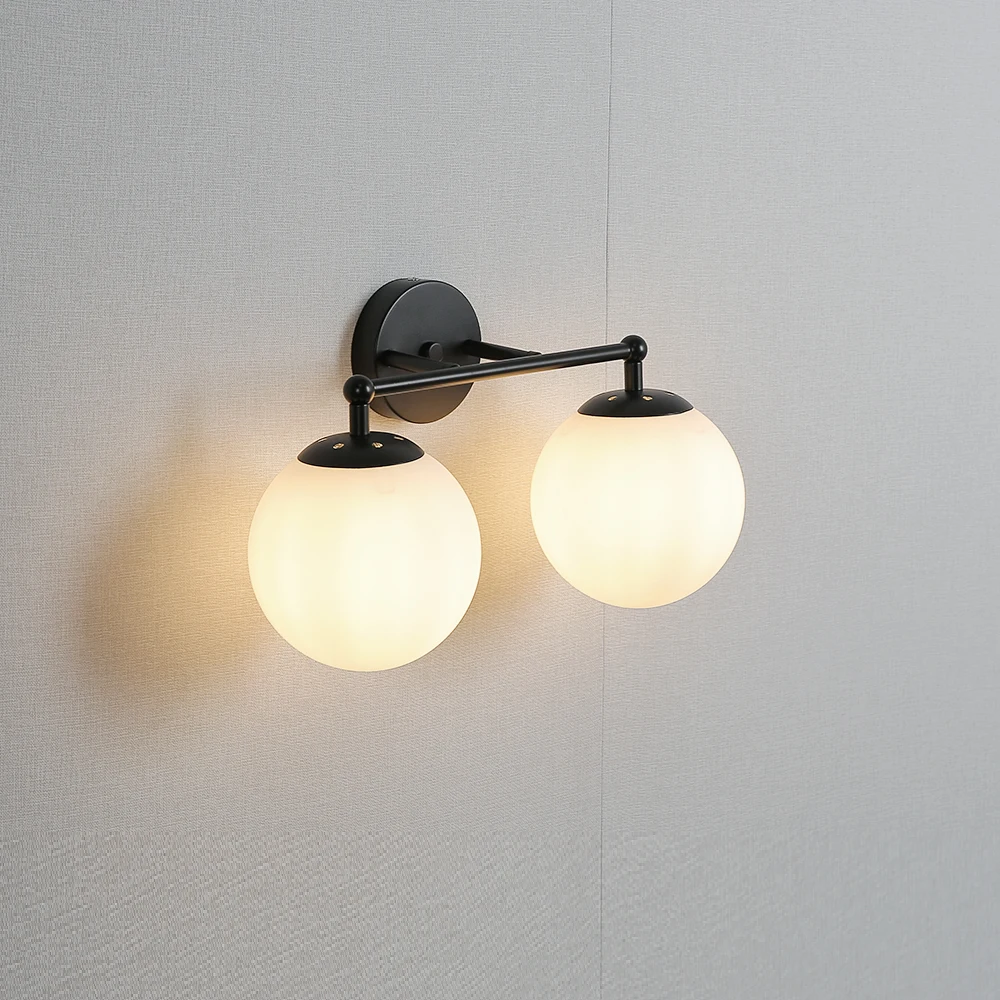 

Nordic Creative Wall Lamps LED Milk White e27 Glass Ball black Corridor Lamp Living Room Bedroom Dining Room Lighting Fixtures