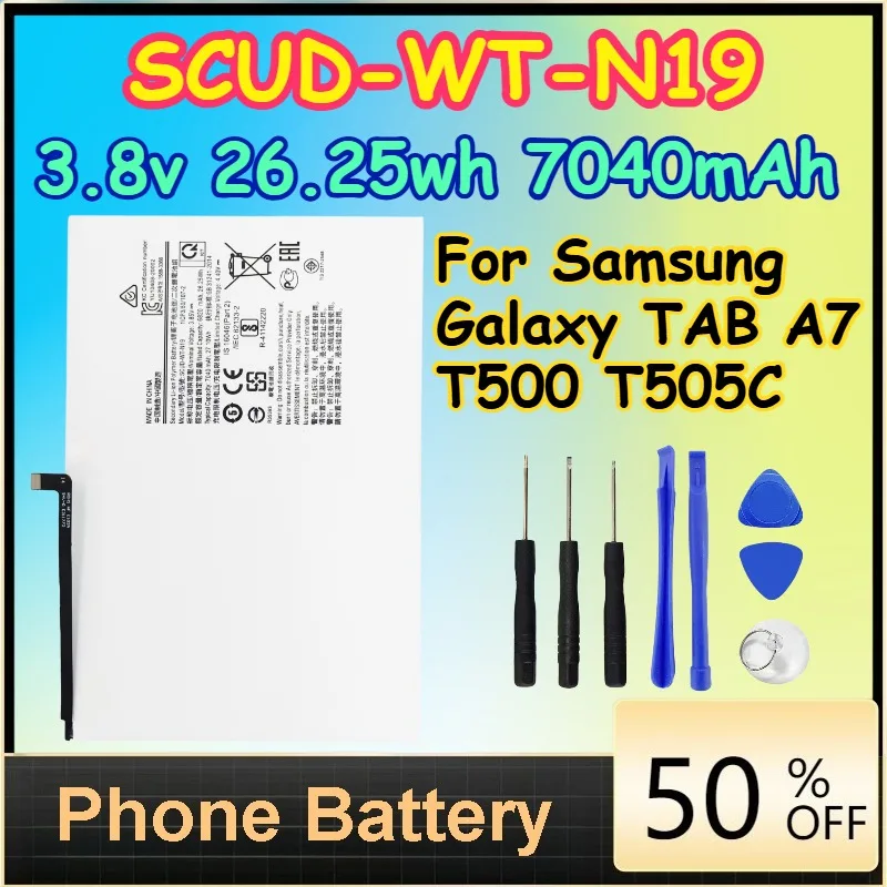 

SCUD-WT-N19 3.8v 26.25wh 7040mAh Replacement Battery for Samsung Galaxy TAB A7 T500 T505C Tablet Batteria+ Free Tools