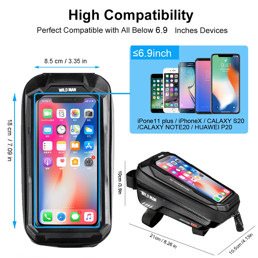 Jamhoo Cycling Bag Front Beam Bicycle Bag Waterproof Phone Case Screen Touch Bag MTB Pack Bicycle Accessories Gear Bag