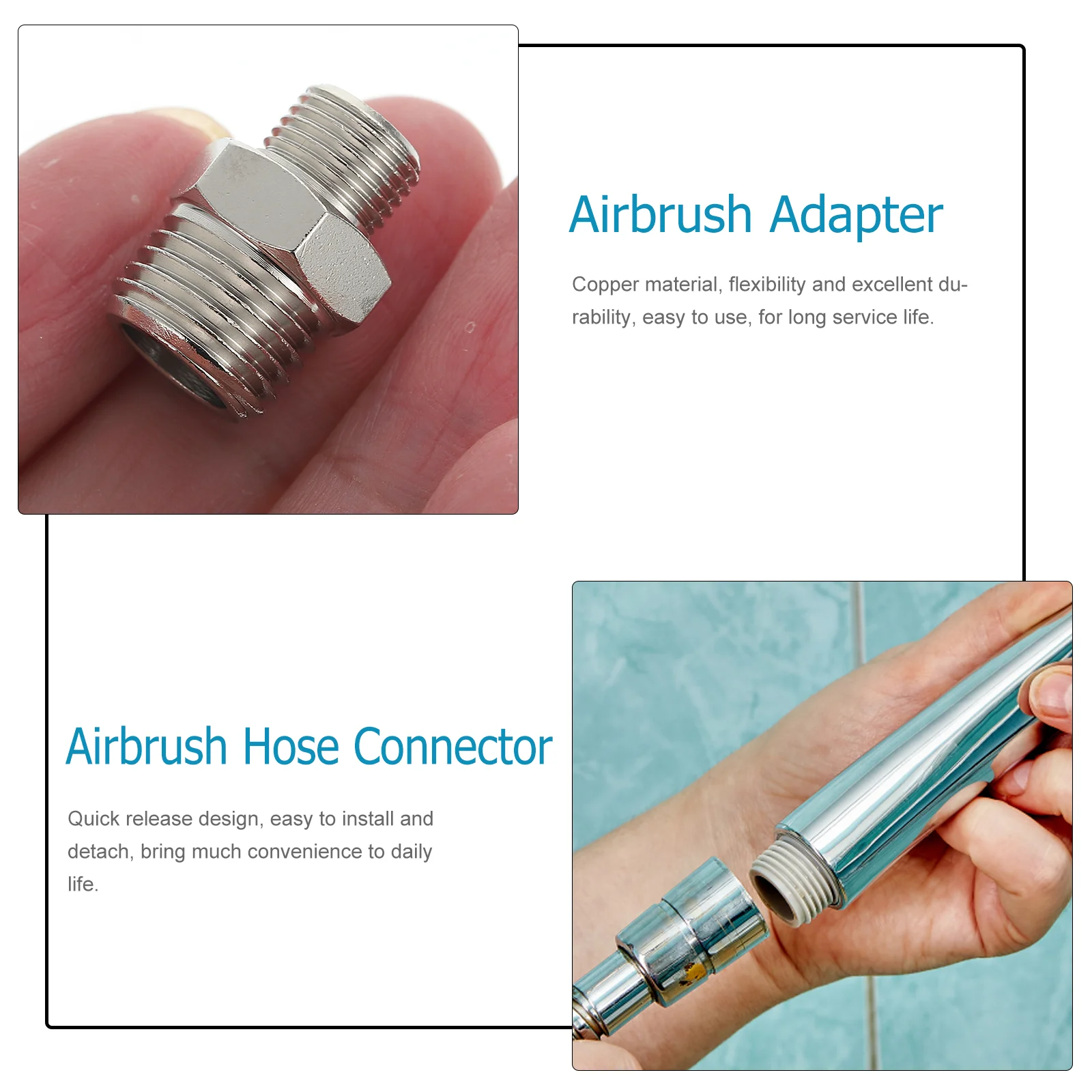 Airbrush Tube Adapter Conversion for Quick Disconnect Connector Spray Connecting Hose Copper