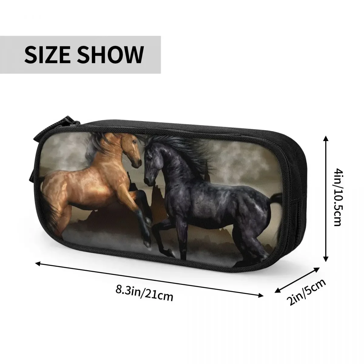 Estuches de lápices 3d de caballo corriente clásico, caja de lápices, caja de bolígrafos para niñas y niños, bolsas de almacenamiento grandes, papelería escolar con cremallera para estudiantes