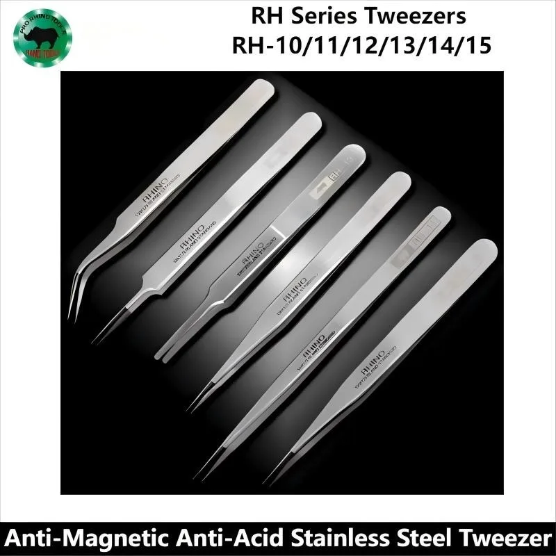 Japan RHINO RH Series Tweezers Acid Resistant, High Precision and Super Hard for Repairing Cell Phone Electronic Clamping Tools