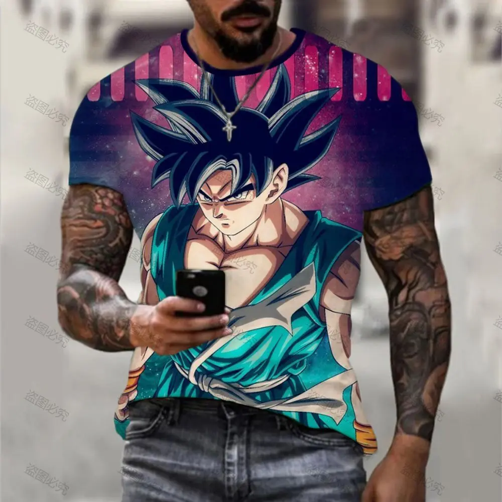 Men\'s T-shirt Printed Dragon Ball Z Essentials 2023 110-6XL Goku Anime High Quality T-shirts Fashion Oversized Short Sleeve New