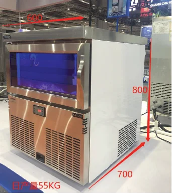 เครื่องทำน้ำแข็งอัตโนมัติ ICM-120P สำหรับธุรกิจ ขนาด 65 กก. คุณภาพสูง พร้อมไฟสีฟ้า ราคาโรงงานถูก เหมาะสำหรับโรงแรม/ร้านกาแฟ