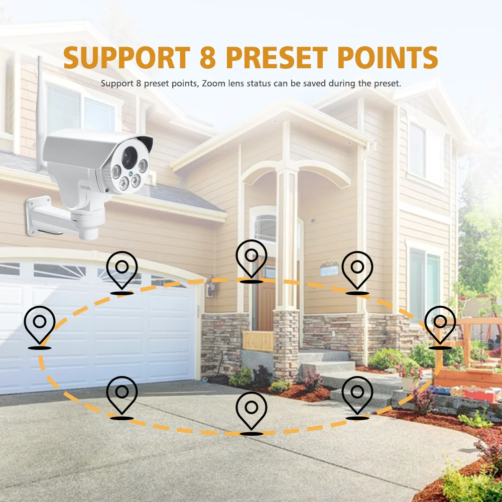 4K 8MP 5MP WIFI/4G Sim Card PTZ IP Camera Outdoor 5X / 10X Optical Zoom Auto Focus Lens Wireless CCTV Surveillance Camera