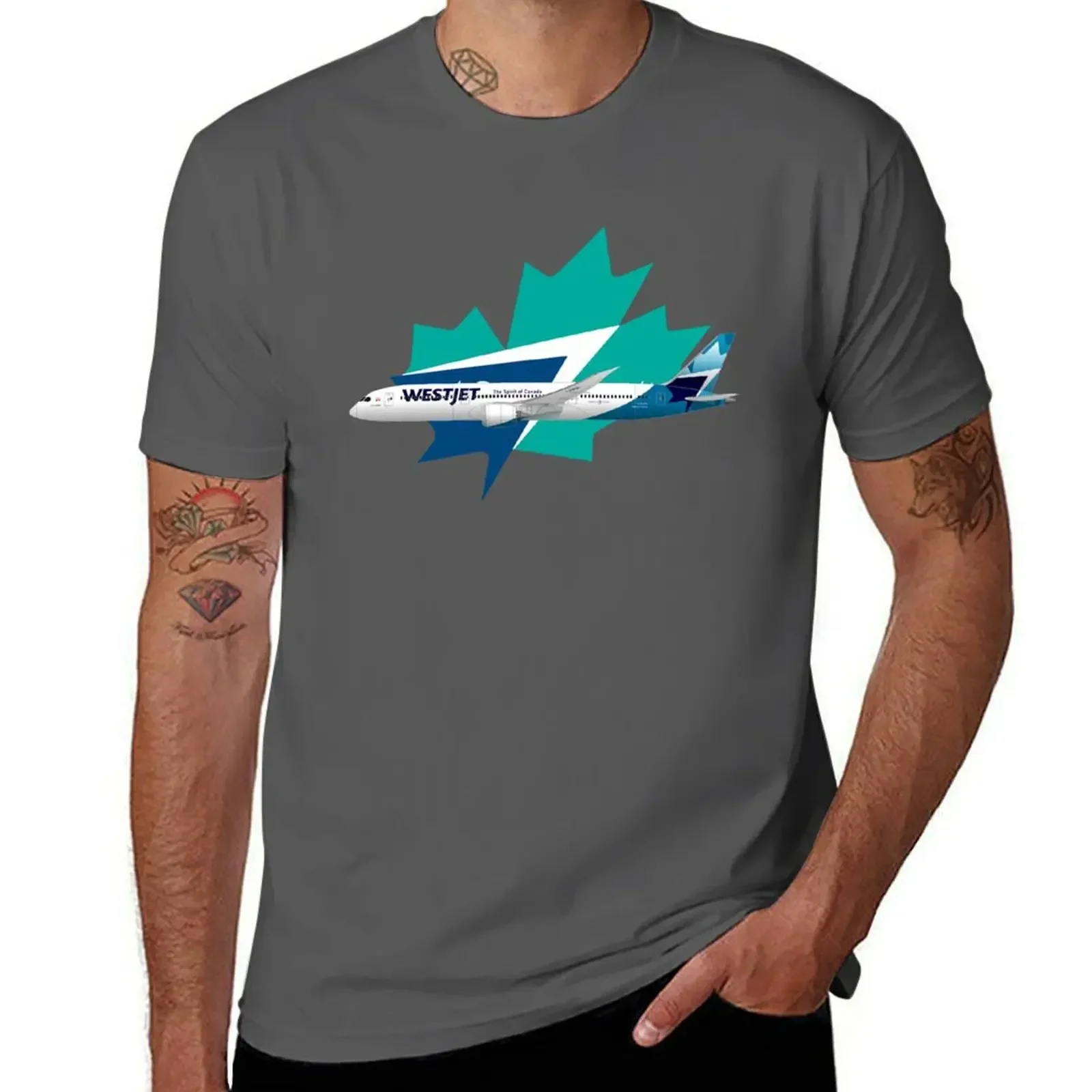 WestJet Boeing 787-9 Dreamliner T-shirt Aesthetic clothing Short sleeve tee mens t shirts pack