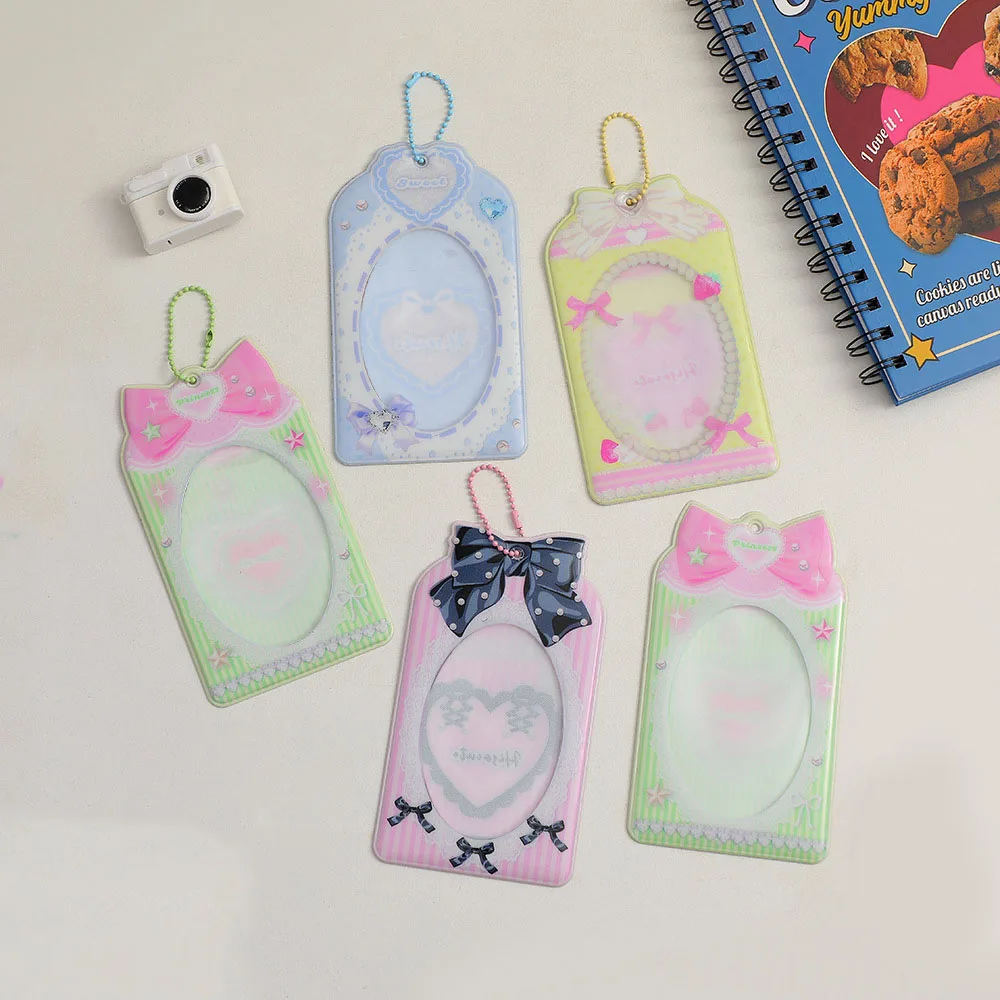 INS Bowknot Photocard Holder Cartoon 3 Inch Ins Idol Photo Sleeve Postcard Protector Card Sleeve Id Card Holder Stationery