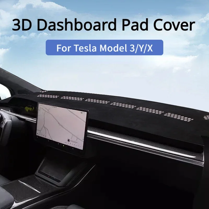 For Tesla Model 3 Y X 3D Dashboard Pad Cover Non-slip Sun Shade Dashboard Protection Mats Light Proof Pad Car Accessories 2023