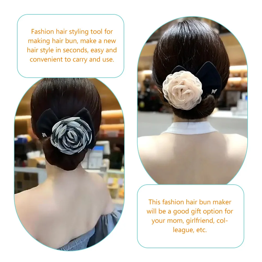 

3Pcs Women Hair Bun Maker Styling Tool Set Chic Ribbon Bun Former for Daily Wedding Party Use Hair Donut Shaper