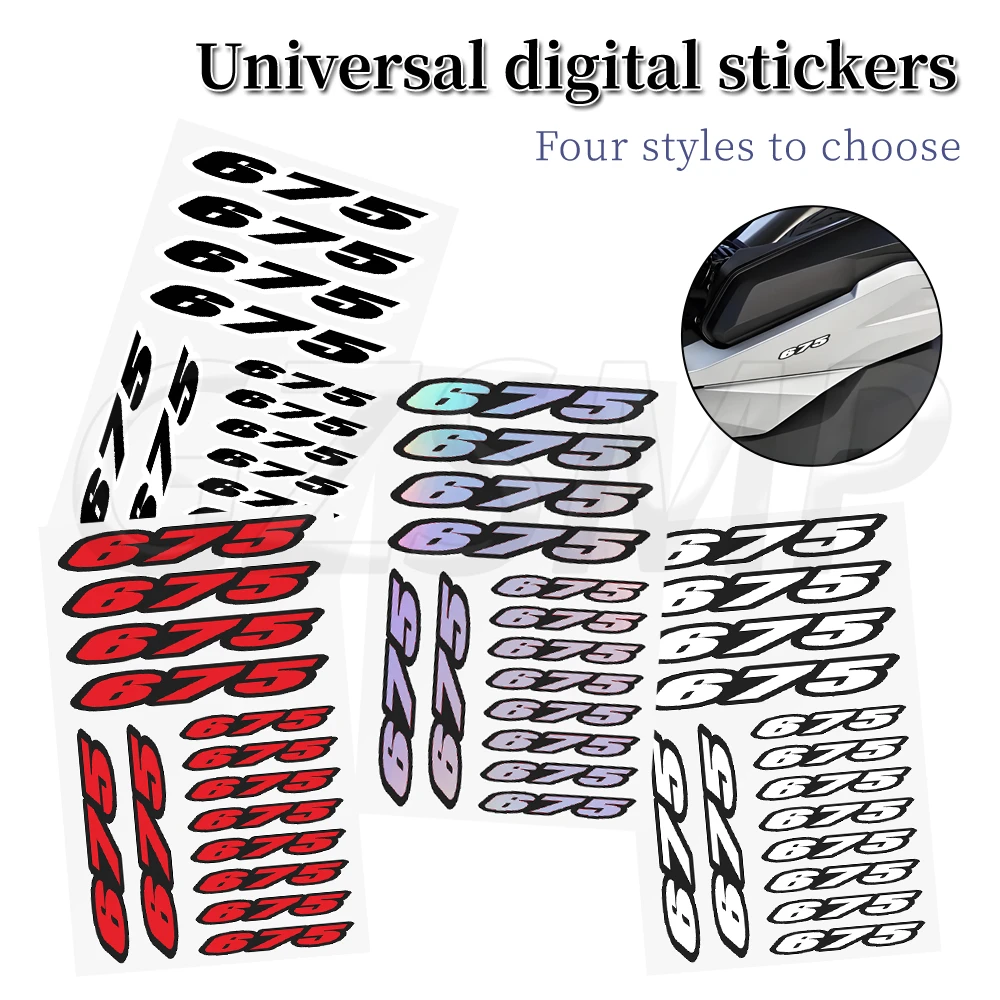 

Motorcycle Number 675 Stickers Helmet Fairing Body Universal Decals Fit for TRIUMPH Augusta CFMOTO Daytona 675 F3 675