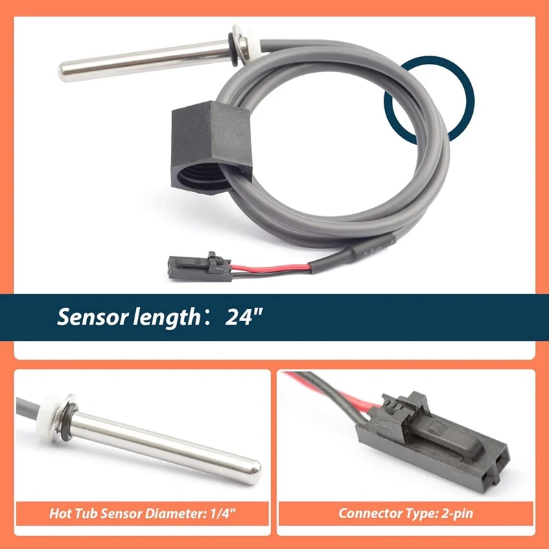 Hot Tub Sensor For Balboa Spa Heater M7 System With 24Inch Cable Temp/High Limit,Hot Tub Sensor Replaces For 30042 30382