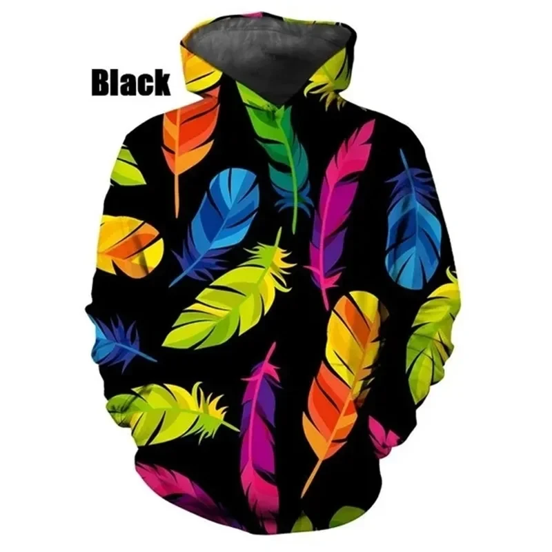 Fashion Mens Hoodies 3D Print Feather Graphic Hoodie For Men Women Hip Pop Casual Loose Oversize Pullover Sweatshirts Hoodies