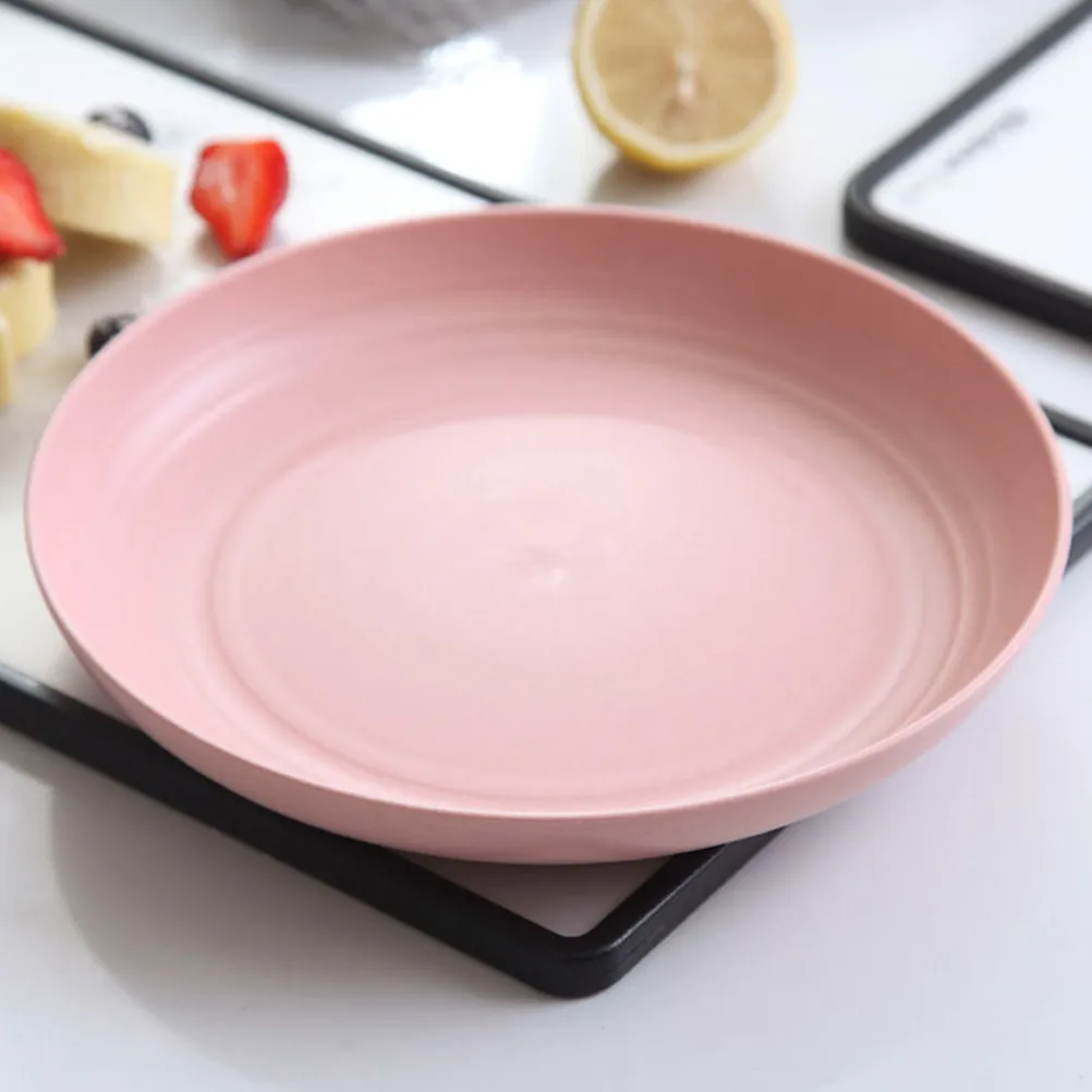 4Pcs Wheat Straw Meal Plates Chic Unique Design Smooth Texture Fruit Snack Food Serving Dish Daily Use Restaurant Dessert Shop