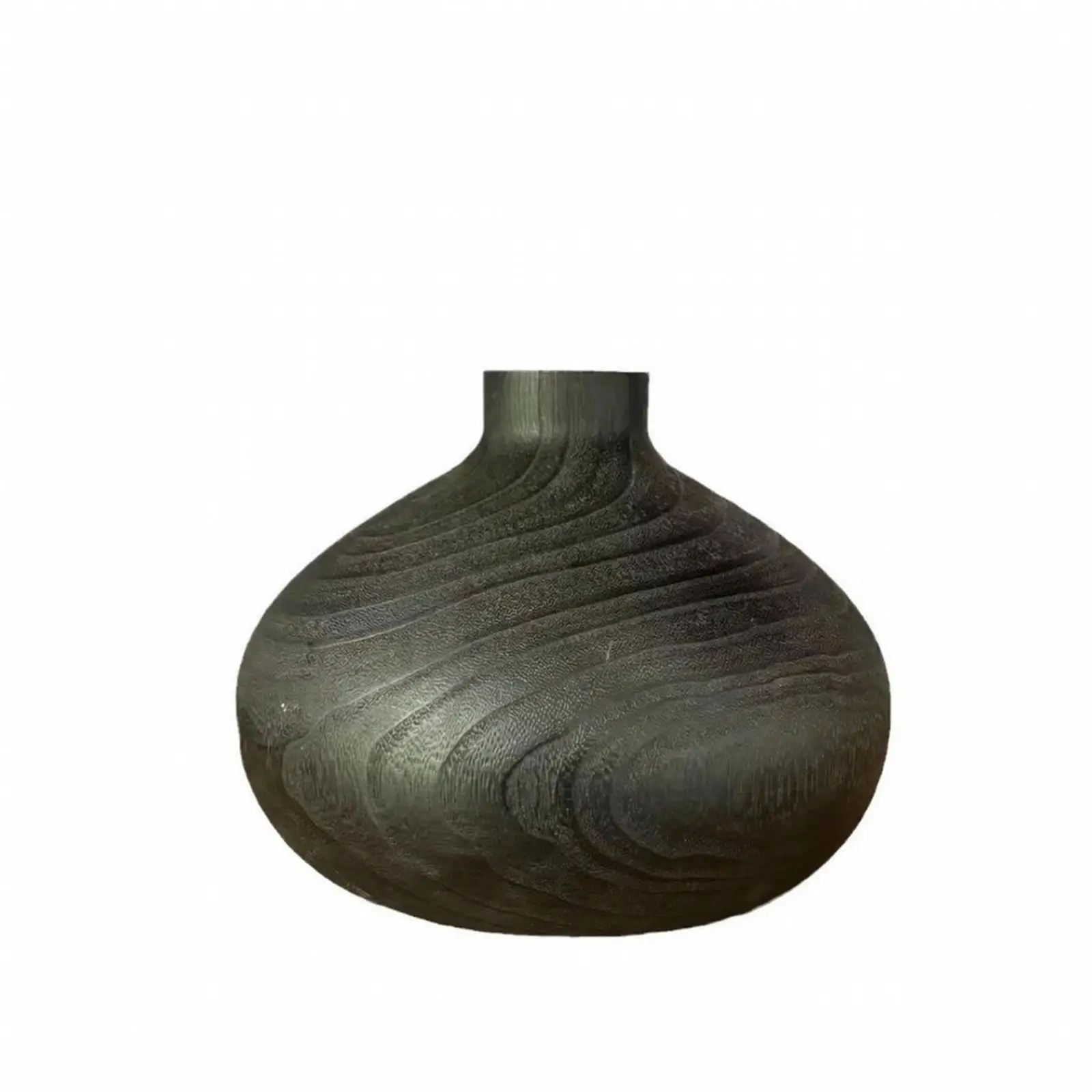 Wooden Vase Container with Narrow Neck Round Squat Body Minimalist Elegance Dried Flower Holder for Shelf Mantel Dining Table