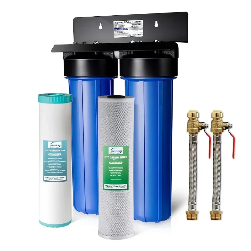 iSpring WGB22BM 2-stufiges Wasserfiltersystem für das ganze Haus, reduziert Chlor