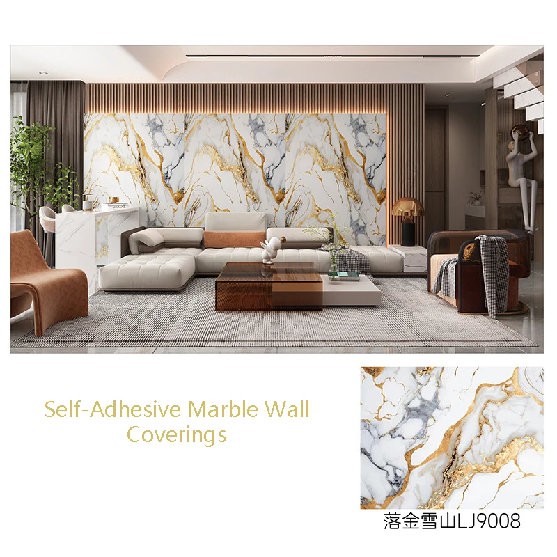 Large Self-Adhesive Marble Wall Cloth Waterproof Thick Wall Stickers Tile Stickers Bedroom Living Room Wallpaper Wall Panel