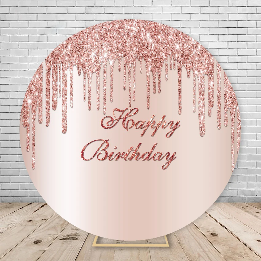 Pink Birthday Round Background Cover Gold Flash Floral Adult Girl Portrait Custom Background Photography Studio Supplies