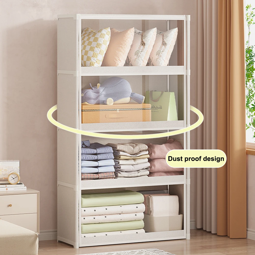 

﻿ Портативный шкаф, большой шкаф с прозрачной крышкой, органайзер для хранения одежды, многослойная стойка для хранения одежды с 5-слойными 4 сетками