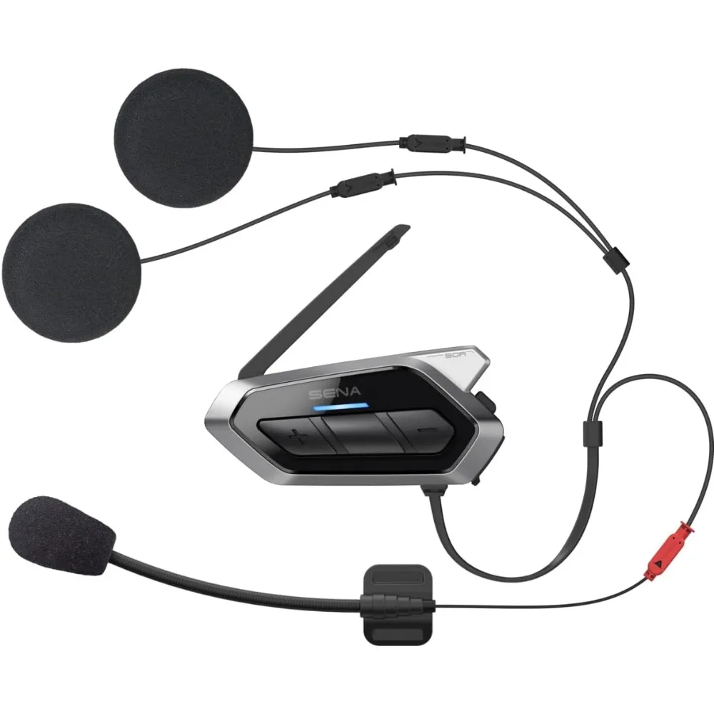 50R 3-Button Motorcycle Bluetooth Headset w/Sound by Integrated Mesh Intercom System Premium Microphone & Speakers
