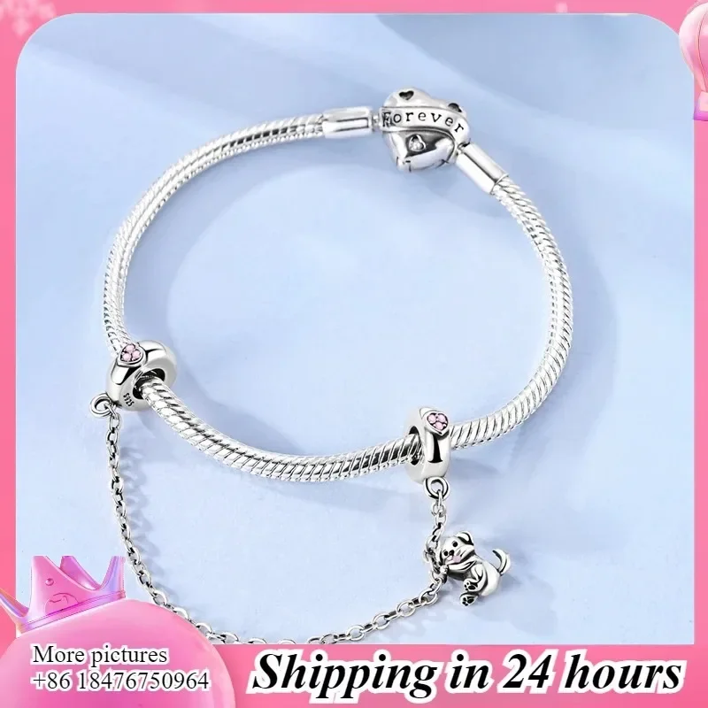 

Cadena de Plata de Ley 925 con Bonito Cachorro – Abalorios de Circonio con Incrustaciones a la Moda para Mascotas