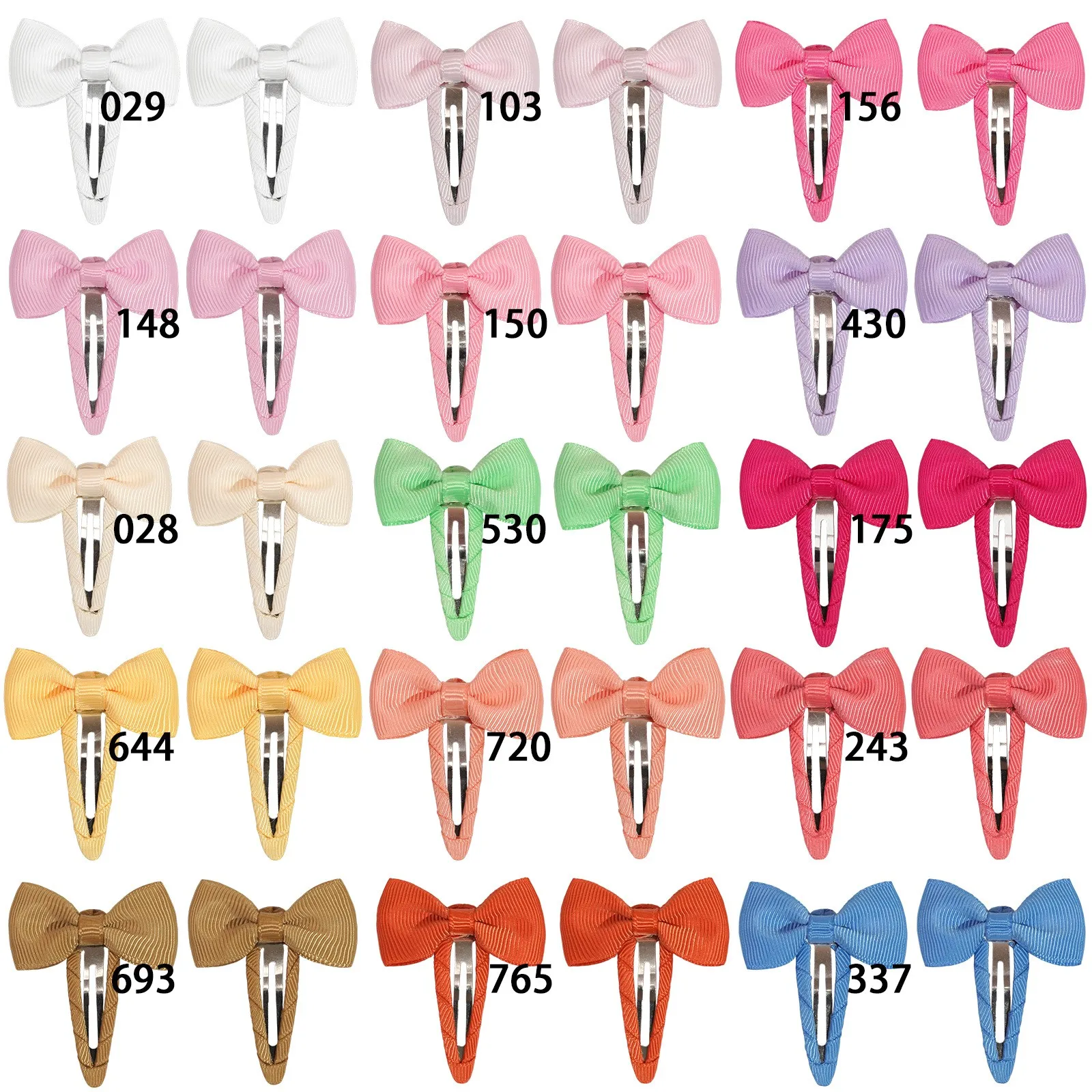 200pcs Baby Girls 1.8-Inch Solid Grosgrain Ribbon Hair Bow Clips Hairpins Barrettes Wholesale Hair Accessories Headwear for Kids