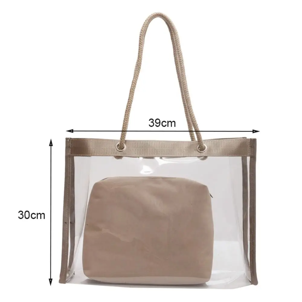 Bolso de hombro de gran capacidad para mujer, bolsa de almacenamiento transparente de PVC impermeable, bolso de mano de playa de moda