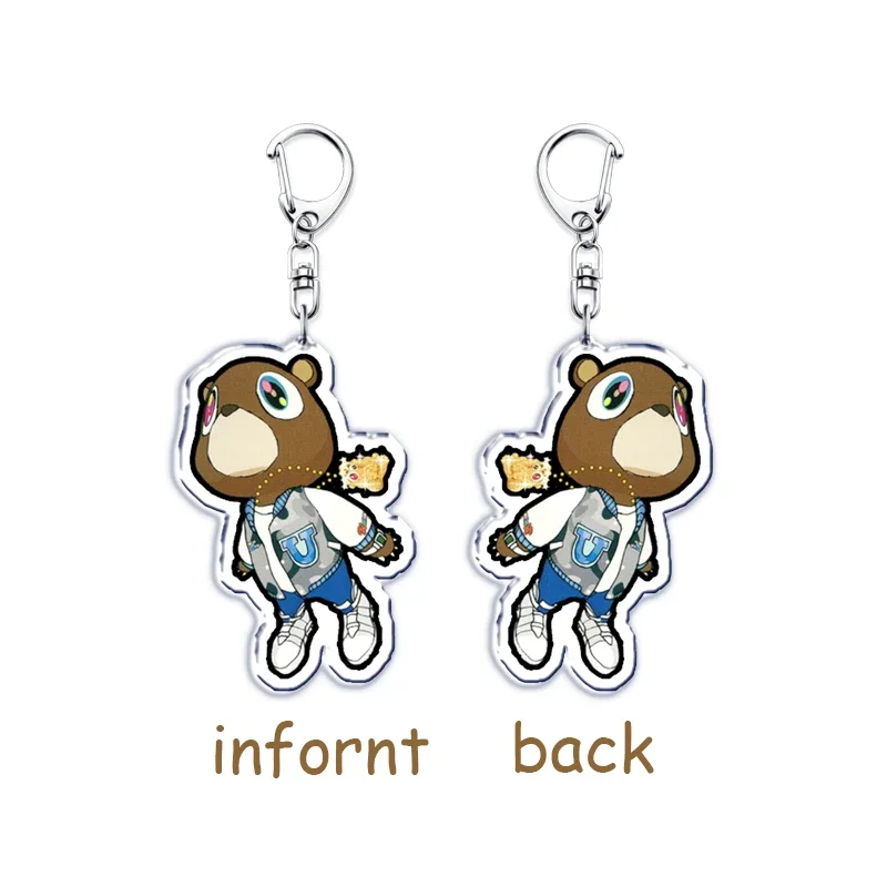 Popular Rapper YE Keychains for Accessories Bag Graduation Kanye Dropout Bear Key Chain Keyring Jewelry Fans Friends West Gifts