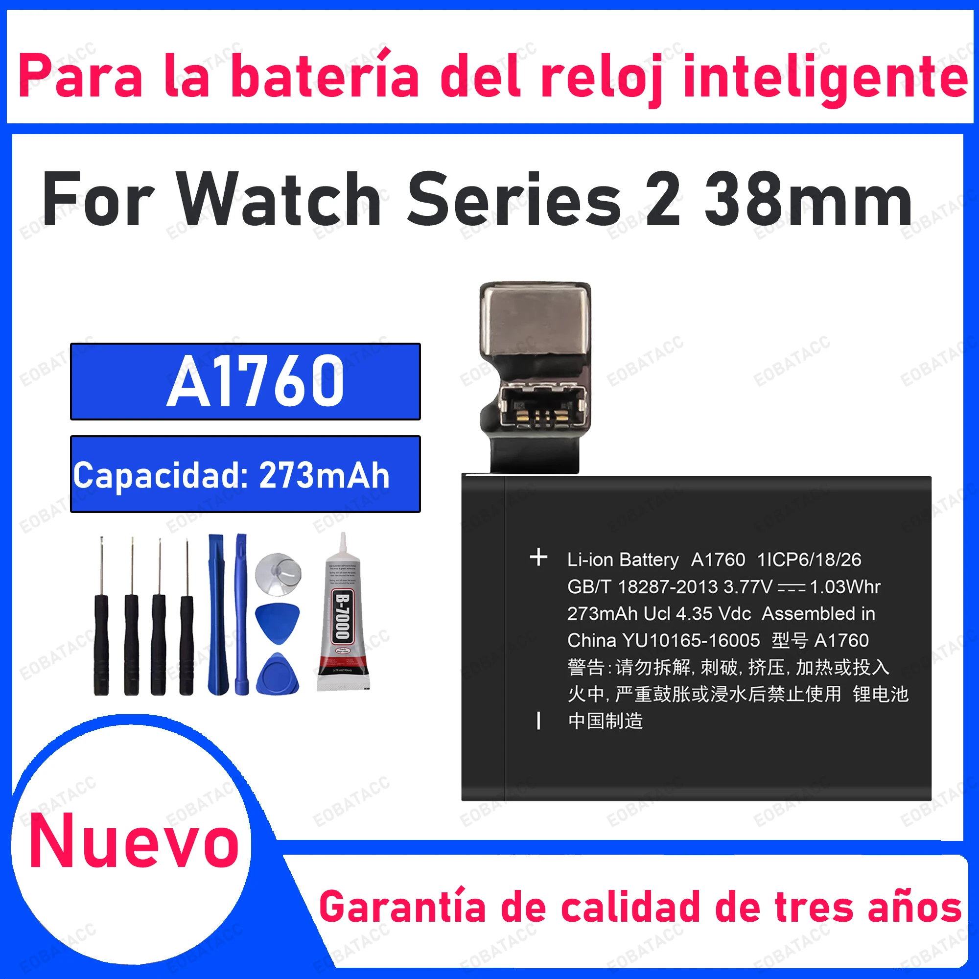 

273mAh 100% New A1760 Battery For Series 2 38mm Watch Replacement Bateria+Free Tools