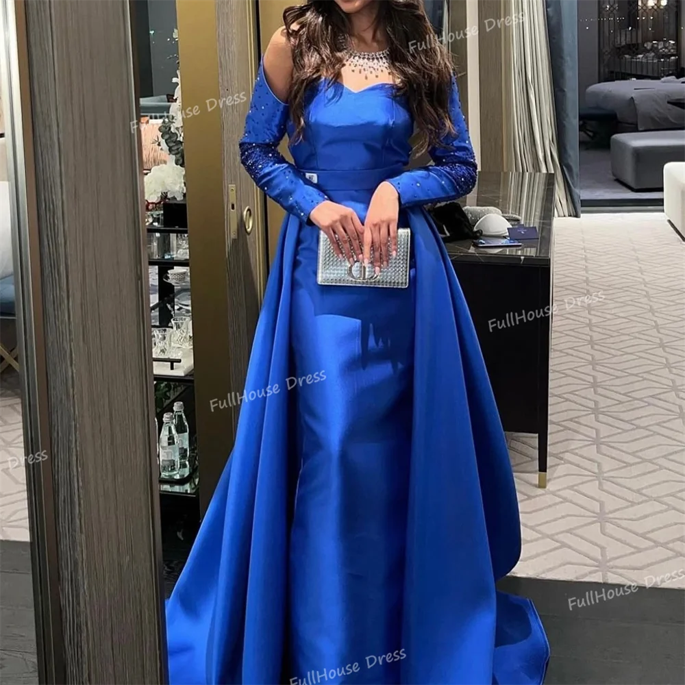 

Custom Made Stunning Off Shoulder Pleated Sexy Sheath Evening Gown Backless Maxi Beading 3/4 Sleeve Prom Dress with Train