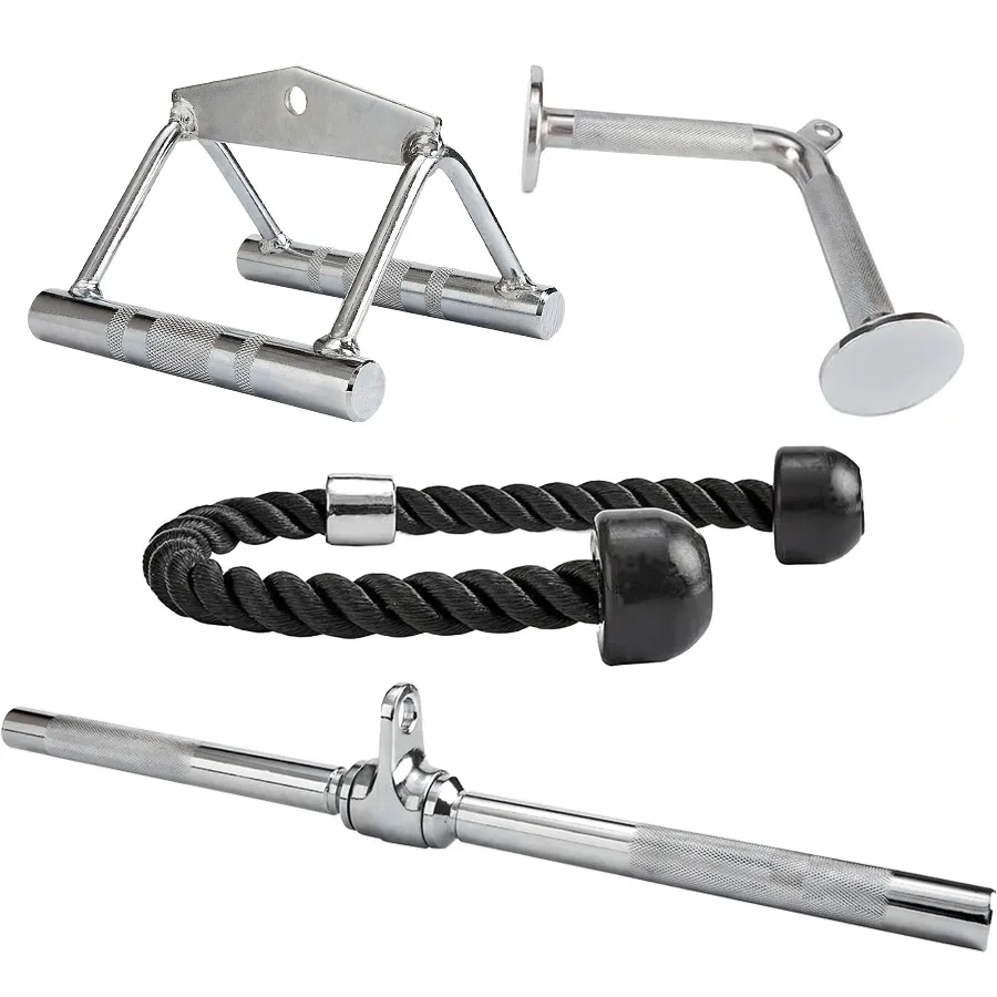 BalanceFrom Tricep Press Down  LAT Pulldown Attachments Cable Machine Accessories V Handle Rotating Bar Tricep Rope V-Shaped Bar