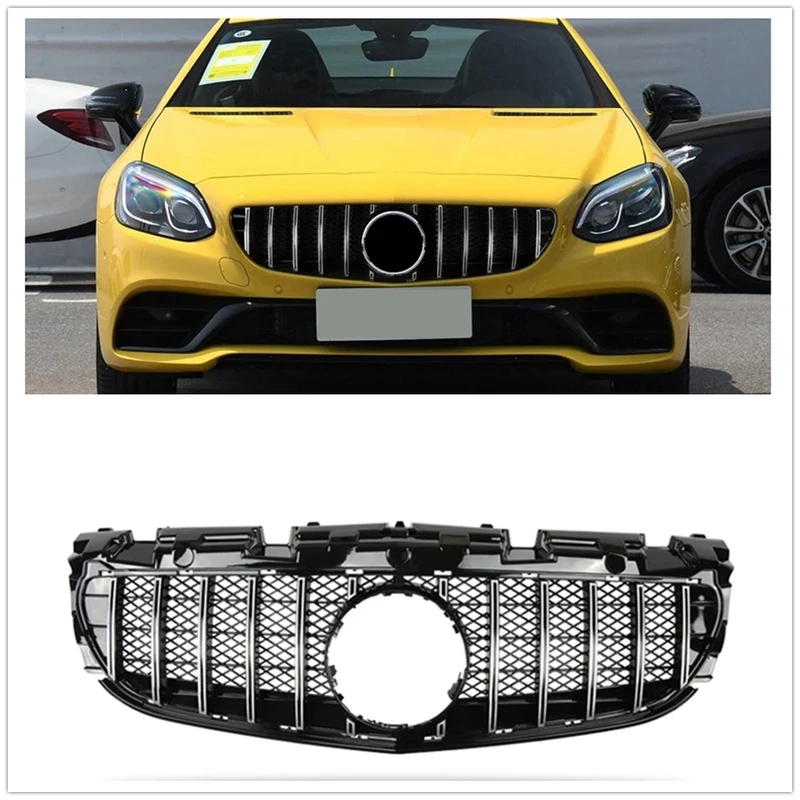 

GT Style Front Grill Upper Bumper Hood Mesh Grille SLC Class R172 2016-2020 SLC180 SLC200 SLC260 SLC300 SLC43