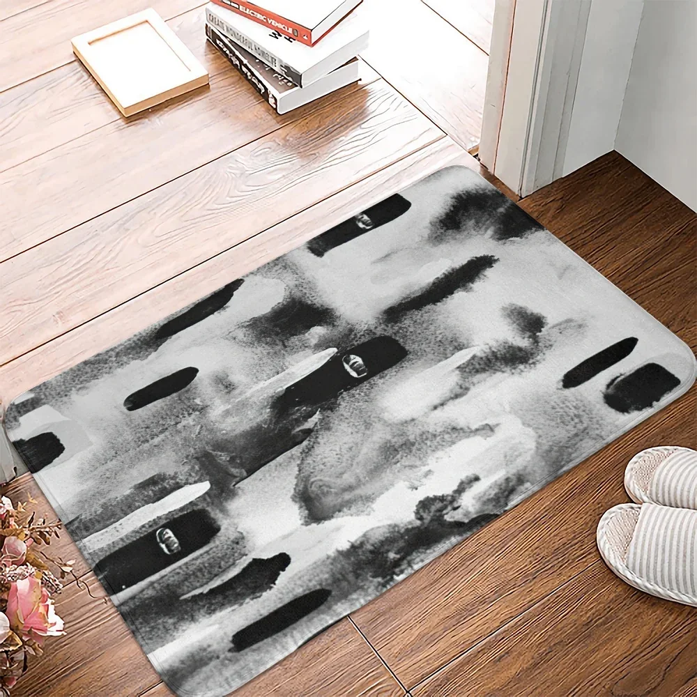 Black white Oil Painting Abstract Geometric Door Mat Entrance Kitchen Mat Living Room Floor Rug Anti-slip Bathroom Doormat