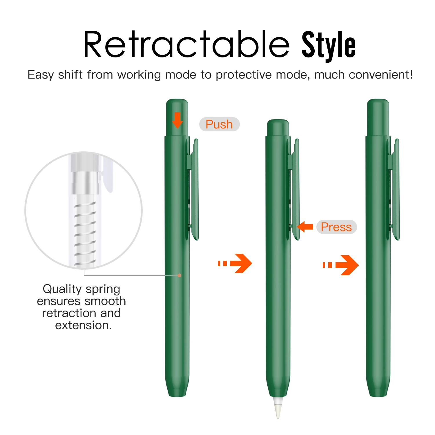 حافظة حامل لجهاز Apple Pencil الجيل الأول قابلة للسحب Apple Pencil 1st حافظة واقية لجهاز iPad Pencil مع مشبك