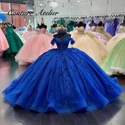 Delicate King Blue 15 Years Quinceanera Dresses Ball Gown Beads Applique Mexican Birthday Dress vestidos xv años Customized