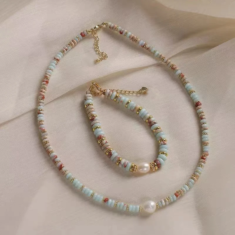 Vacation Style Natural Stone Bead Pearl Pendant Bracelet For Women\'s Fashion Jewelry sets Unusual Bracelet Accessories For Party