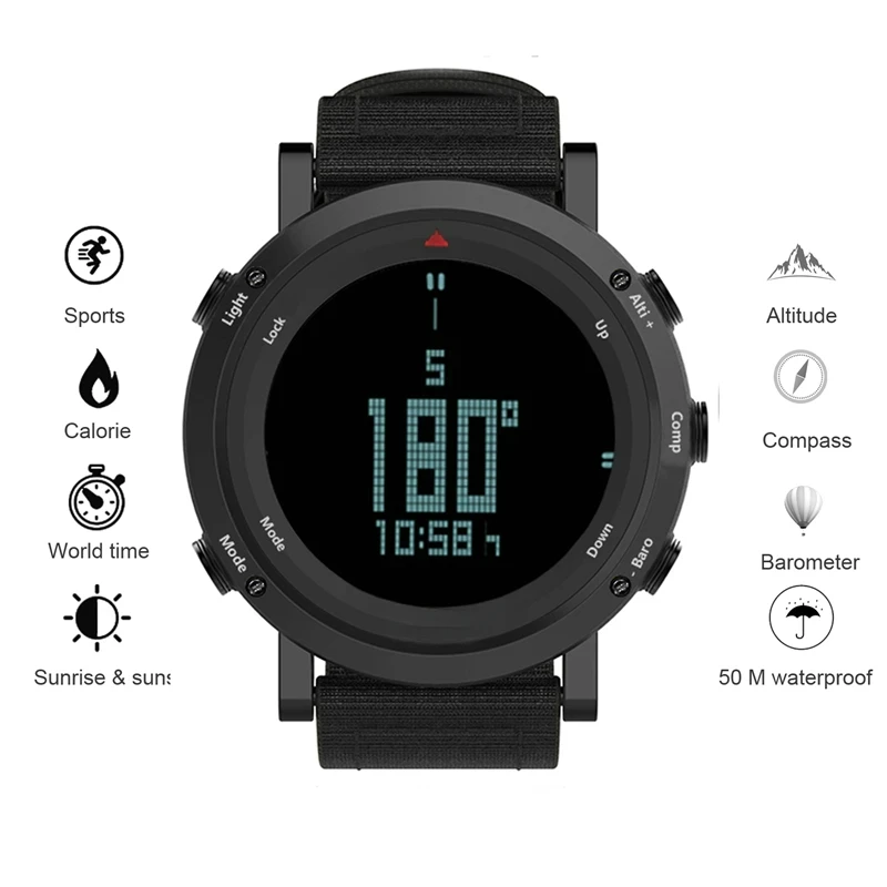 Sunroad FR851 Digital Sports Watch Barometer Altimeter Pedometer Waterproof Casual Luminous Stopwatch Weather Forecast