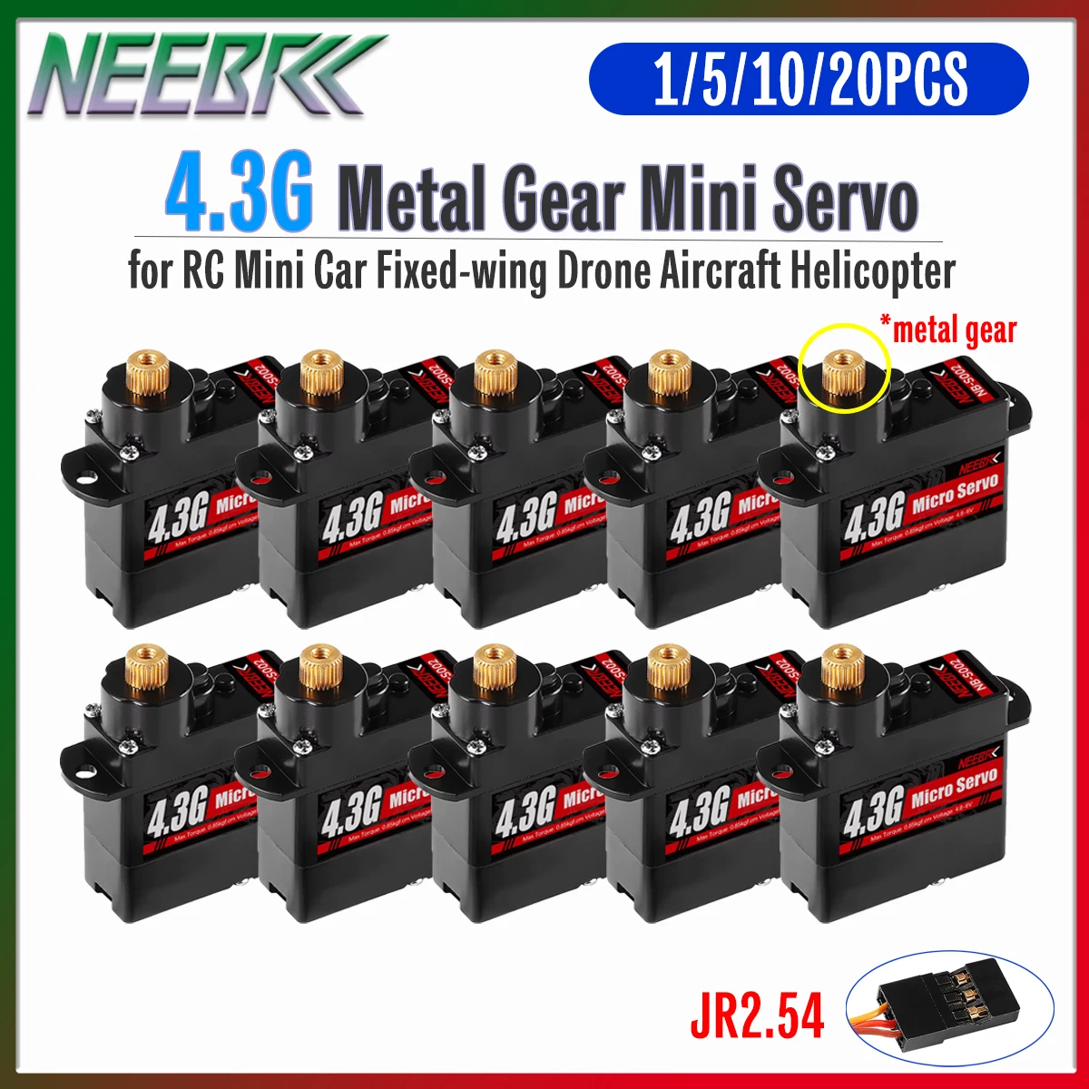 

1/5/10/20 шт. NEEBRC 4.3г Цифровой сервопривод с металлическим редуктором для радиоуправляемых моделей 1/24: автомобилей, вертолетов, самолетов, квадрокоптеров, мини-роботов Q, Wltoys