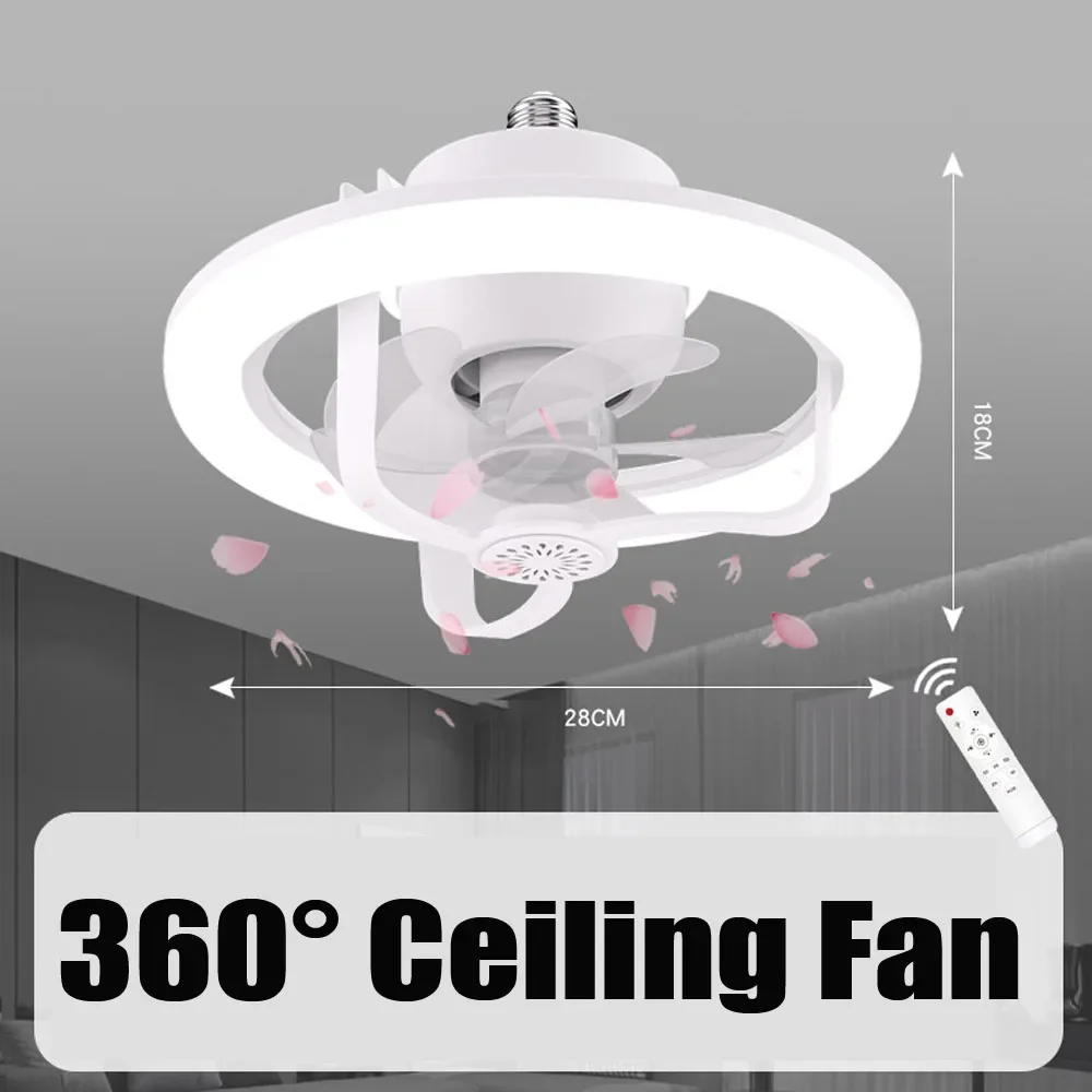 E27 Ceiling Fan Bulb With LED Light And Remote Control Chandelier RGB Color Dimmable Ventillator Lamp For Home Lighting