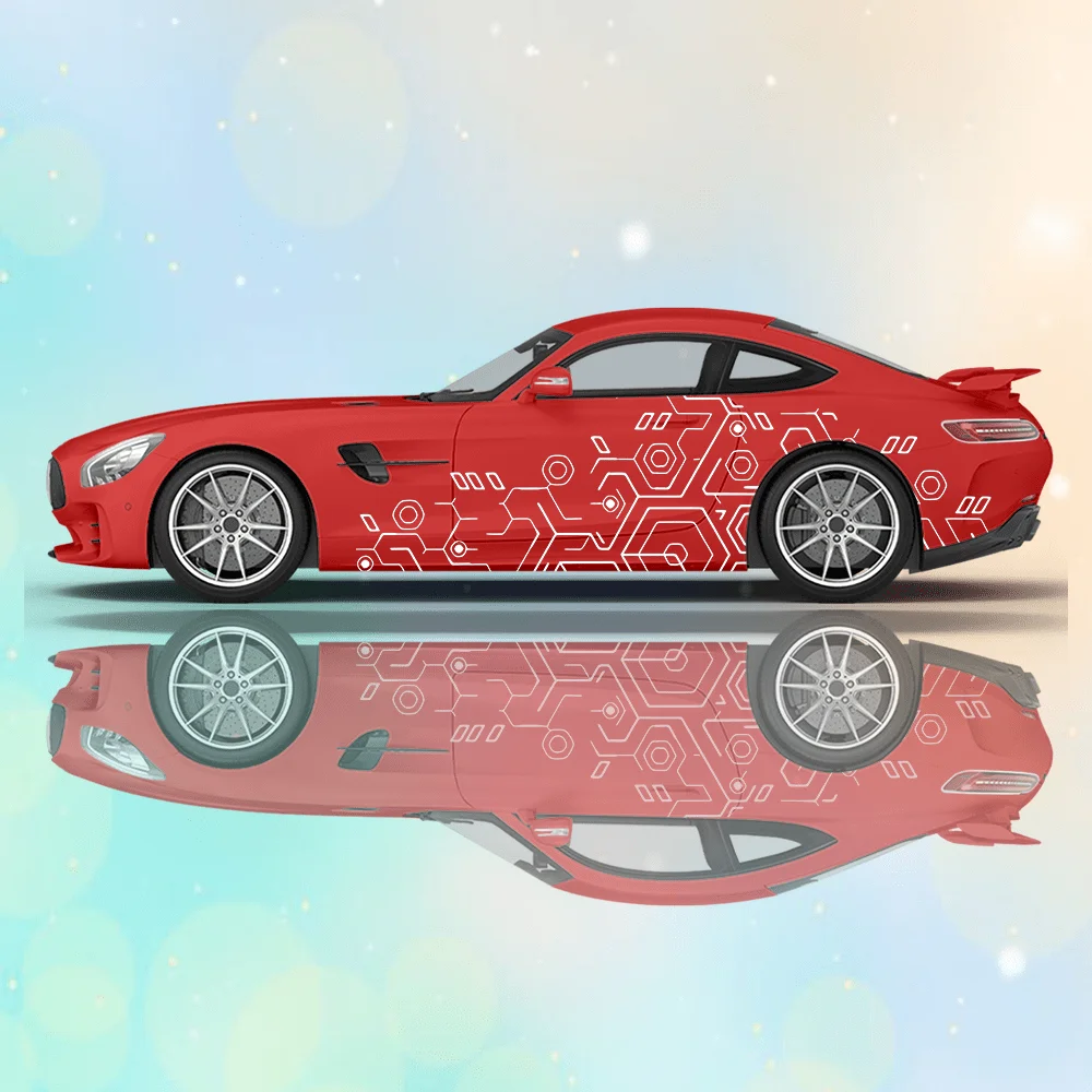 

Hexagon Pattern Car Decals; Full-body Floral Decoration Covering Scratches; Waterproof Car Decals Car Vinyl Wraps