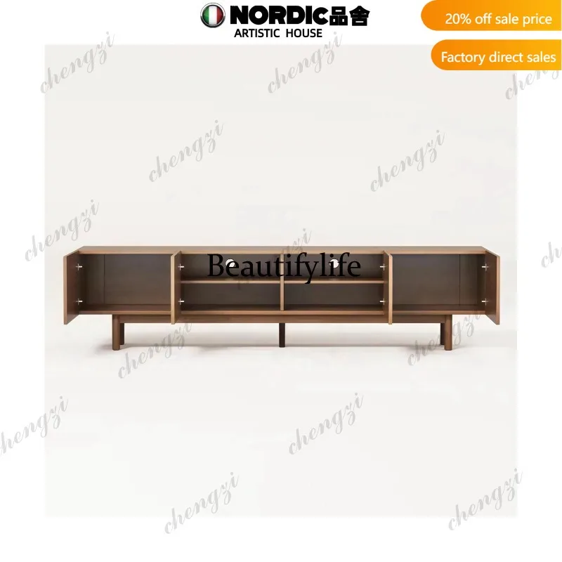 P37 Medieval style designer hammer pattern solid wood TV cabinet wabi-sandy wind dining side cabinet