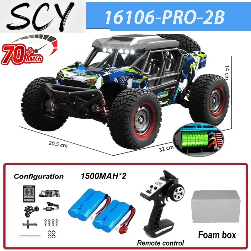 

SCY16106pro 1:16 70KM/H High Speed RC Car 4WD Off-roadDriftMonsterTruckwithLEDRemoteControlforKidsHighqualityandstrongresistance