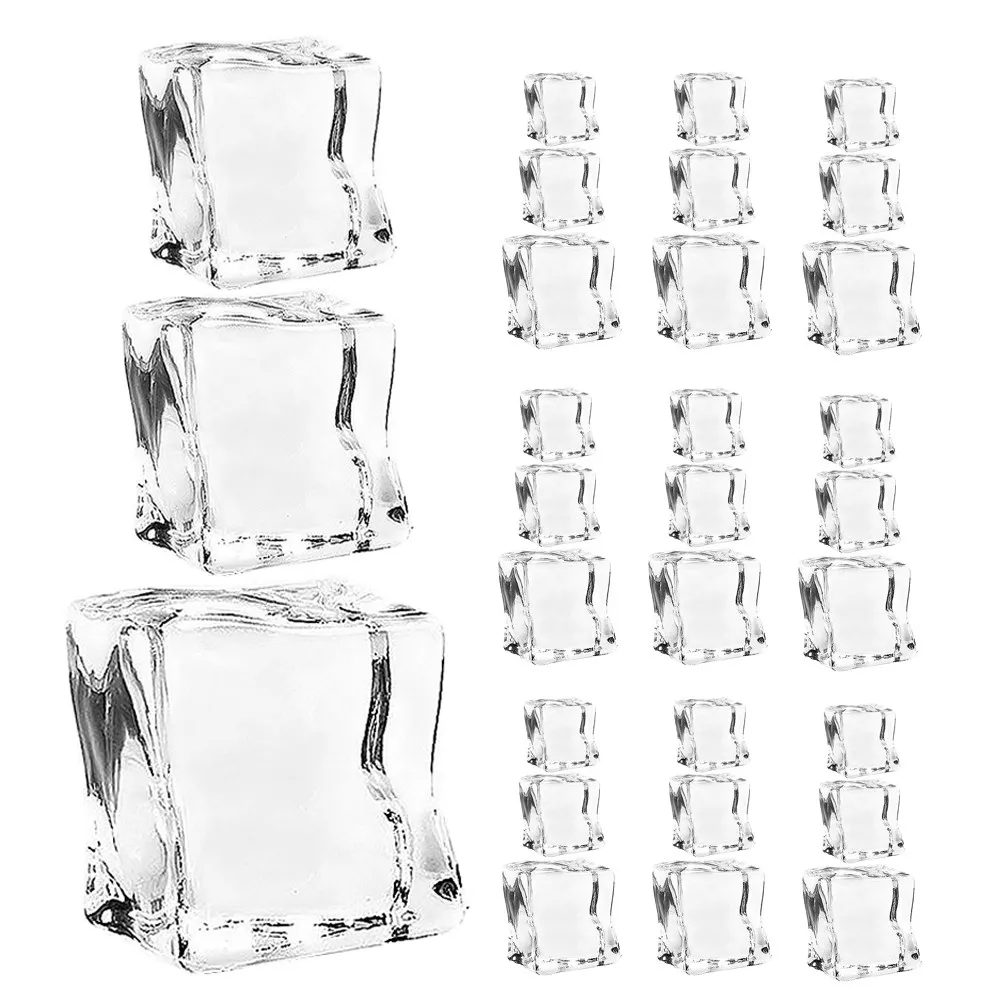 

40 шт. имитированных акриловых кубиков льда, прозрачные искусственные ледяные камни, реалистичные декоративные кубики для бара, домашнего декора, реквизита для фотосессий, многоразовые