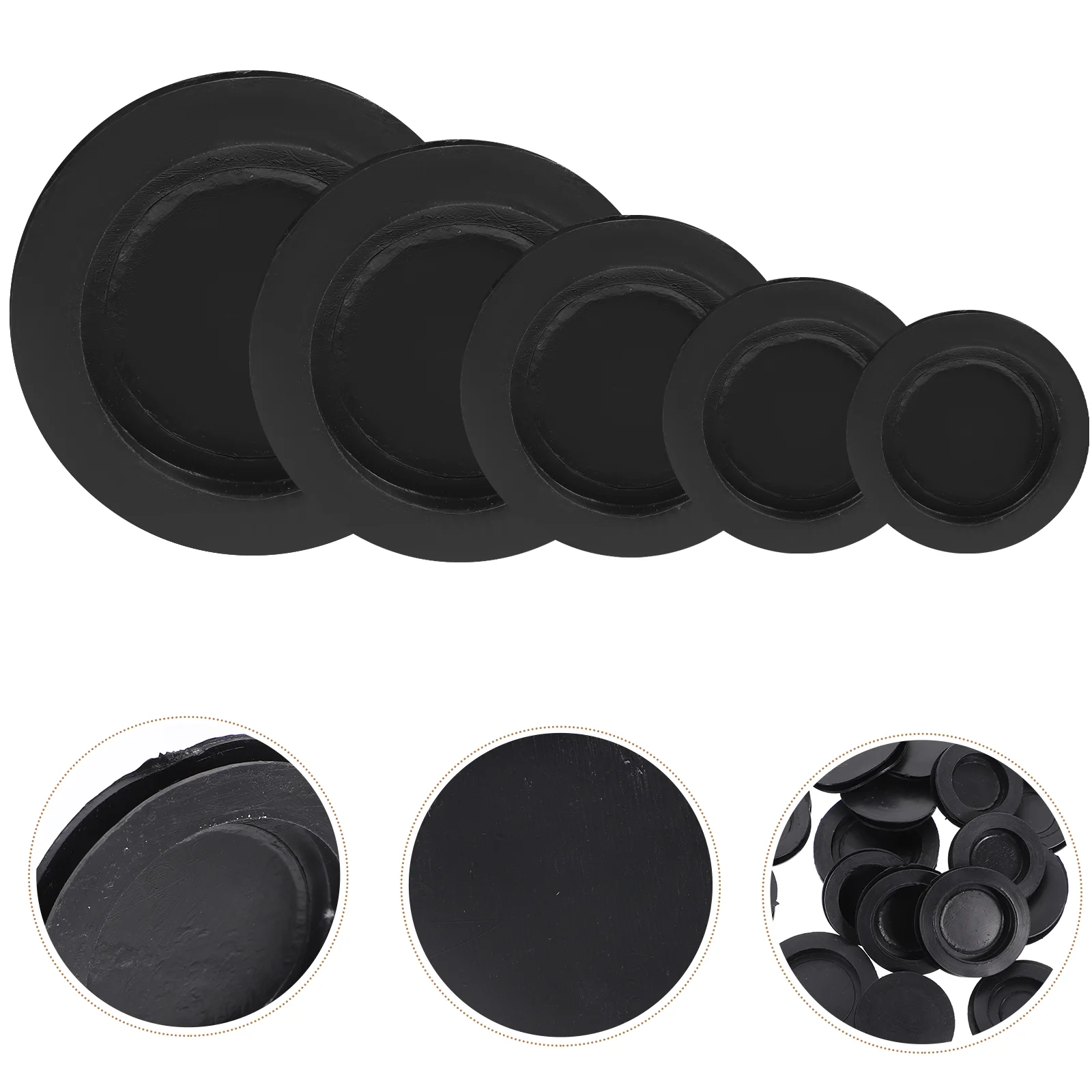 20 Pcs Round Rubber Stopper Container Plug Piggy Bank Plugs or Stoppers Filter Reusable Caps Bottom Cover Black