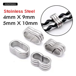 4x9mm 5x10mm Stainless Steel Ring For Leather Rope Bracelet Ornament Round Cord Decorative Beads DIY Jewelry Making Accessories