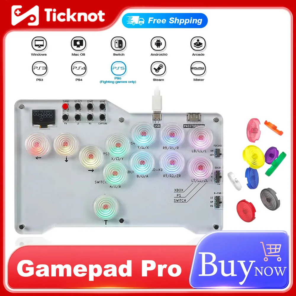 

TicKnot Gamepad Pro Hitbox аркадная палка для P5 боевых игр Hot SWAP Cherry Swicth без рычагов контроллер для PS4/PS3/NS/PC